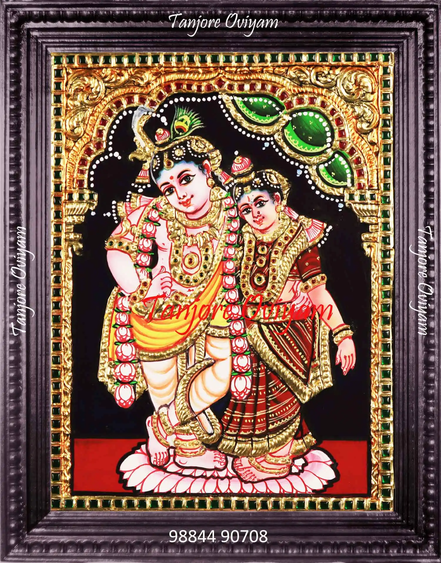 Handcrafted standingRadha Krishna Tanjore Painting